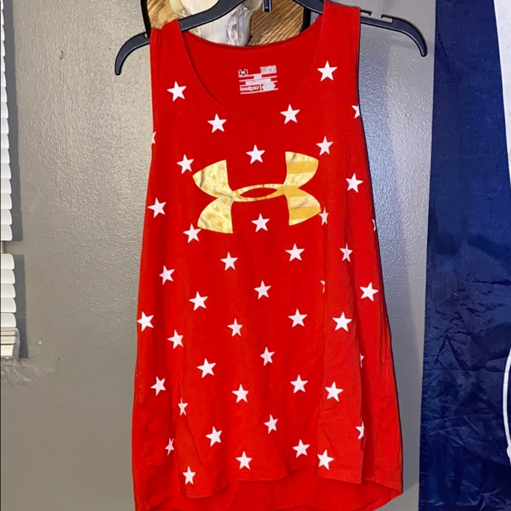 Under Armour YLG heat-gear, stars with gold logo